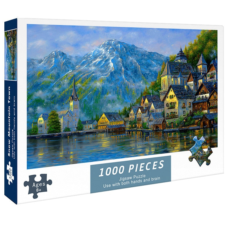 Jogo de Quebra Cabeça de 1000 peças - Snow Mountain Tower